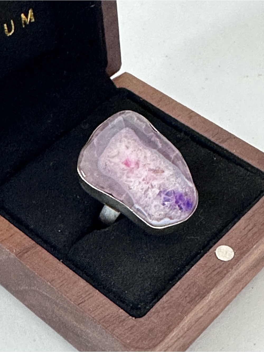 Purple Agate 925 Silver Chunky Statement Ring 8
